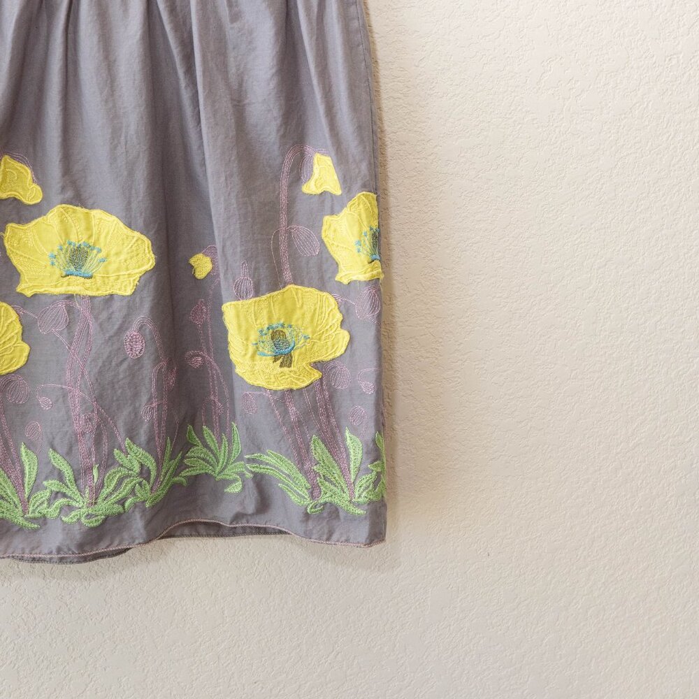 Chelsea & Violet Floral Dress L Yellow Gray Colorblock Boho Short Sleeve - Picture 11 of 12